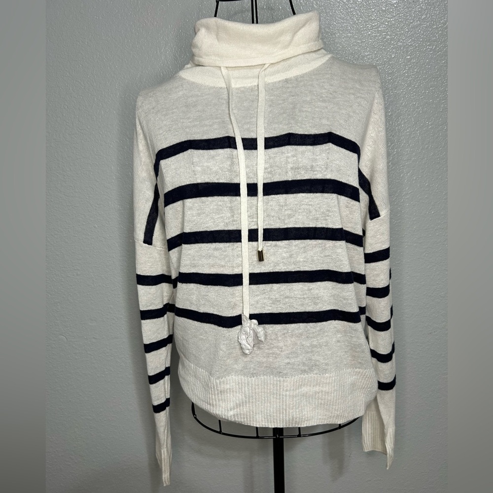 Nicole Miller Striped Cowl Neck Sweater XS | NWOT